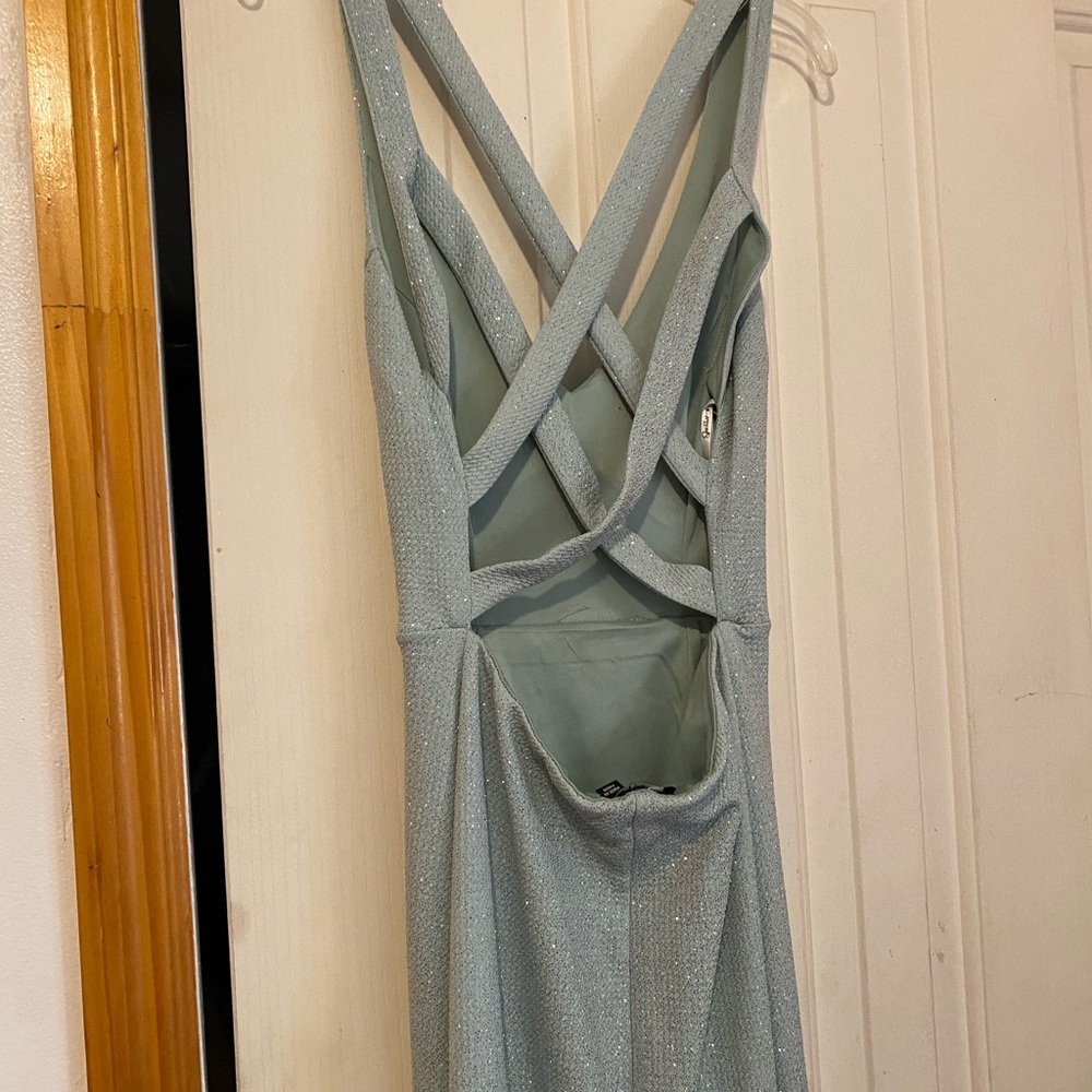 Speechless Light Blue Backless Sparkle Prom Dress